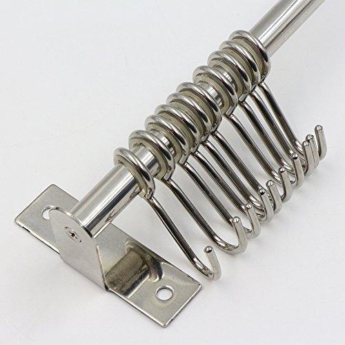 Sonorospace Kitchen Sliding Hooks, Stainless Steel Hanging Rack Rail Organize Kitchen Tools with Utensil Removable S Hooks for Towel, Pot Pan, Spoon, Coats, Bathrobe, BBQ,Wall Mounted Hanger