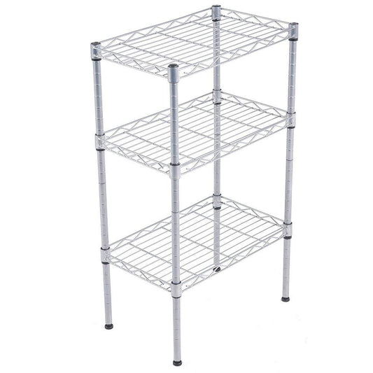 JS HOME 3-Tier Wire Shelving Rack with S Hooks and Extra Shelf Liner, Chrome