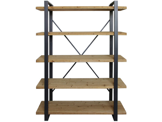 Kempsey Fir Wood And Iron Five Tier Shelving Unit
