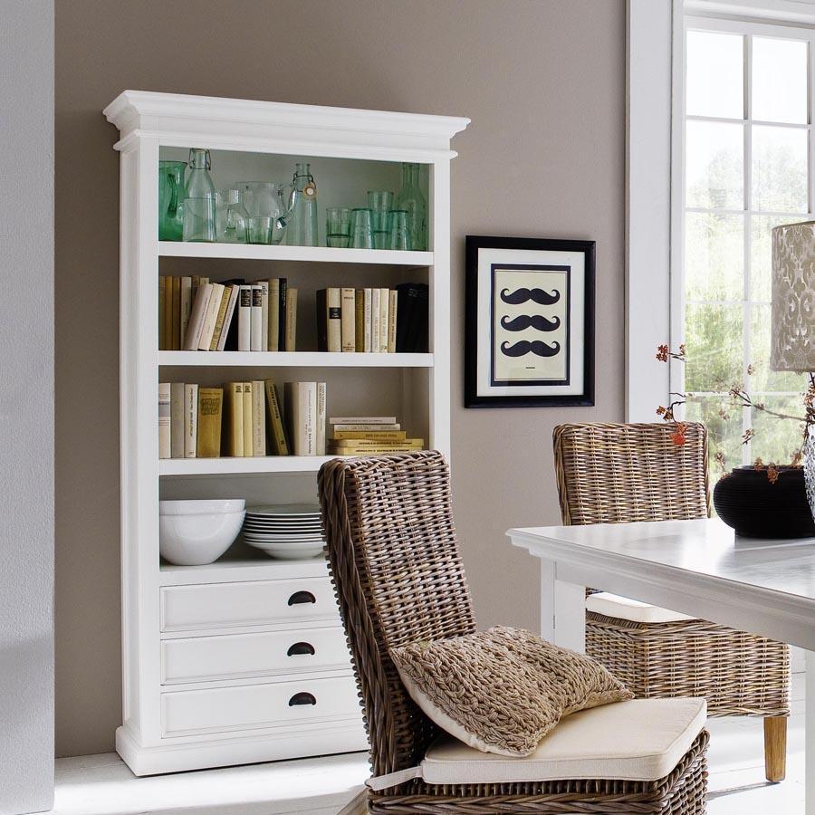 Hamptons Style Bookcase with 3 Drawers - CLEARANCE