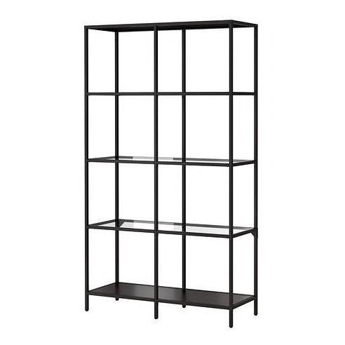 SHELVING UNIT 100X175 CM BLACK BROWN GLASS