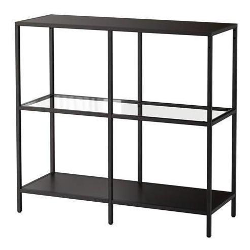 SHELVING UNIT 100X93CM BLACK-BROWN, GLASS