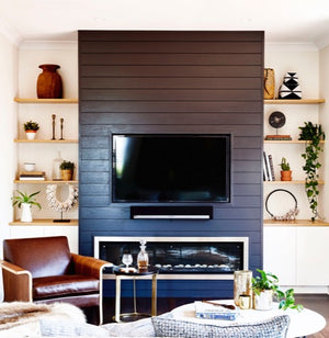 Custom joinery and a fireplace: a winning combo!