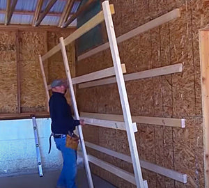Here is an excellent video by Jake and Ana White that teaches us how to make a simple, yet extremely sturdy shelving project for any garage or shed