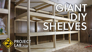 This project uses 2x4s, plywood, and pocket hole screws to quickly build a giant, sturdy, custom shelving unit that maximizes storage space