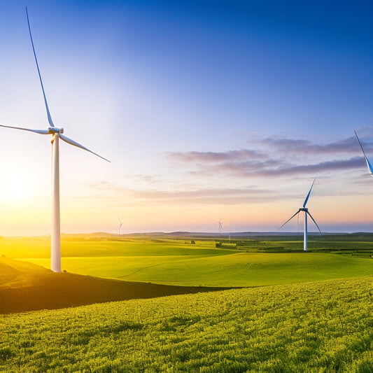 A vibrant landscape featuring towering wind turbines and solar panels under a clear blue sky, with sleek energy storage batteries in the foreground, glowing softly, symbolizing the synergy between renewable energy and innovative storage solutions.