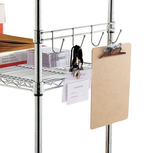 Alera® Hook Bars For Wire Shelving, Four Hooks, 18″ Deep, Silver, 2 Bars/Pack