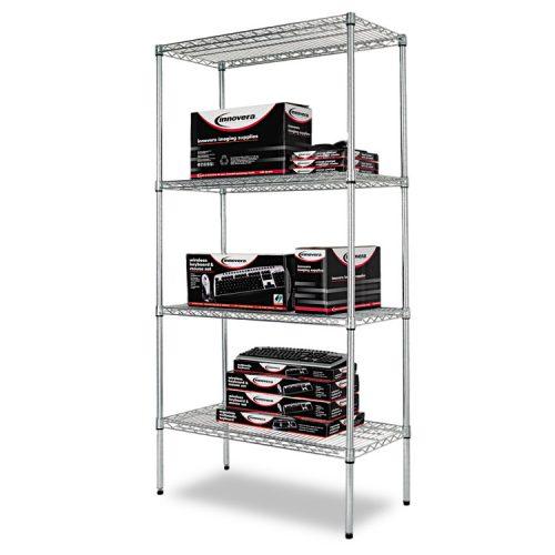 Alera® Industrial Heavy-Duty Wire Shelving Starter Kit, 4-Shelf, 36w x 18d x 72h,Silver