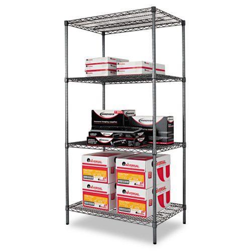 Alera® Wire Shelving Starter Kit, Four-Shelf, 36w x 24d x 72h, Black Anthracite