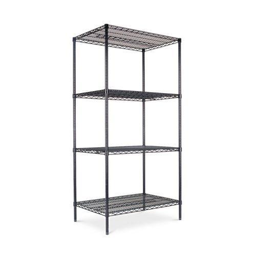 Alera® Industrial Heavy-Duty Wire Shelving Starter Kit, 4-Shelf, 36w x 24d x 72h, Black