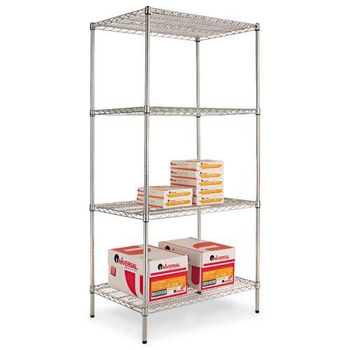 Alera® Industrial Heavy Duty Wire Shelving Starter Kit, 4-Shelf, 36w x 24d x 72h,Silver