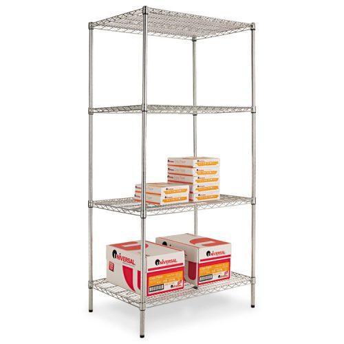 Alera® Industrial Heavy Duty Wire Shelving Starter Kit, 4-Shelf, 36w x 24d x 72h,Silver