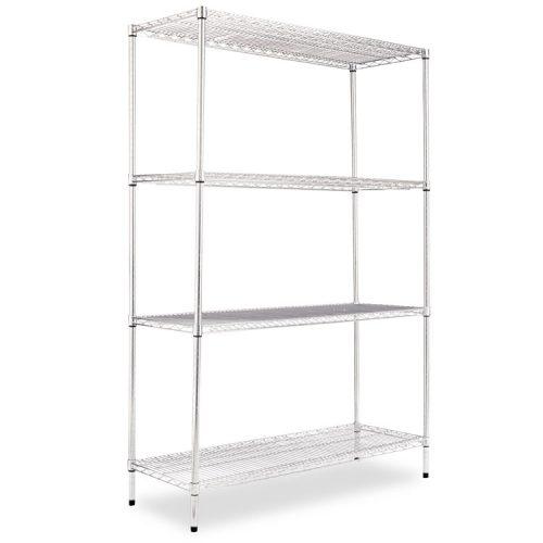 Alera® Industrial Heavy-Duty Wire Shelving Starter Kit, 4-Shelf, 48w x 18d x 72h,Silver