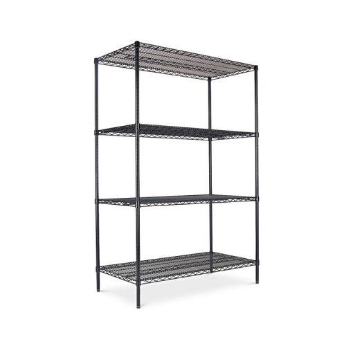 Alera® Industrial Heavy-Duty Wire Shelving Starter Kit, 4-Shelf, 48w x 24d x 72h, Black