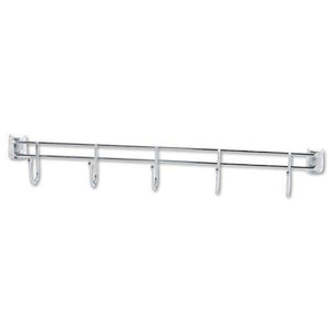 Alera® Hook Bars For Wire Shelving, Five Hooks, 24″ Deep, Silver, 2 Bars/Pack