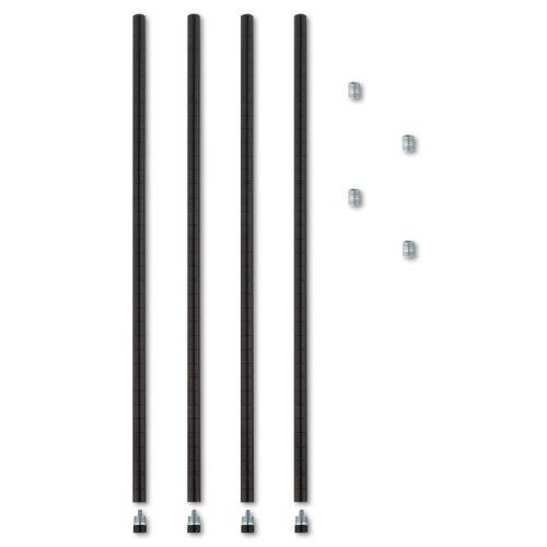 Alera® Stackable Posts For Wire Shelving, 36 “High, Black, 4/Pack