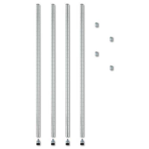 Alera® Stackable Posts For Wire Shelving, 36″ High, Silver, 4/Pack