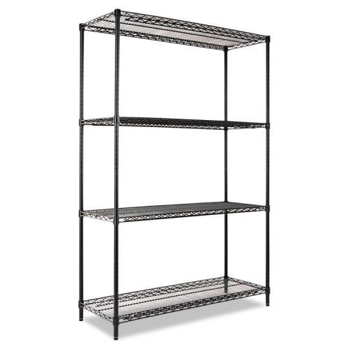 Alera® Industrial Heavy-Duty Wire Shelving Starter Kit, 4-Shelf, 48w x 18d x 72h, Black