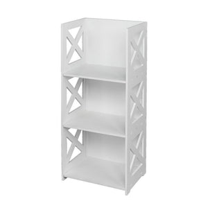 3-Shelf Shelving Unit White Wood &amp; Plastic Storage Shelf Bookcase Shelf Bookcase Display Shelf for Bedroom Living Room Kitchen Office