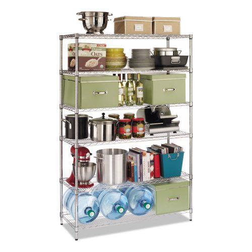 Alera® Commercial Wire Shelving, Six-Shelf, 48w x 18d x 72h, Silver