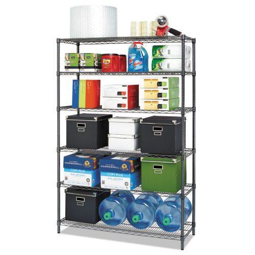 Alera® Commercial Wire Shelving, Six-Shelf, 48w x 18d x 72h, Black Anthracite