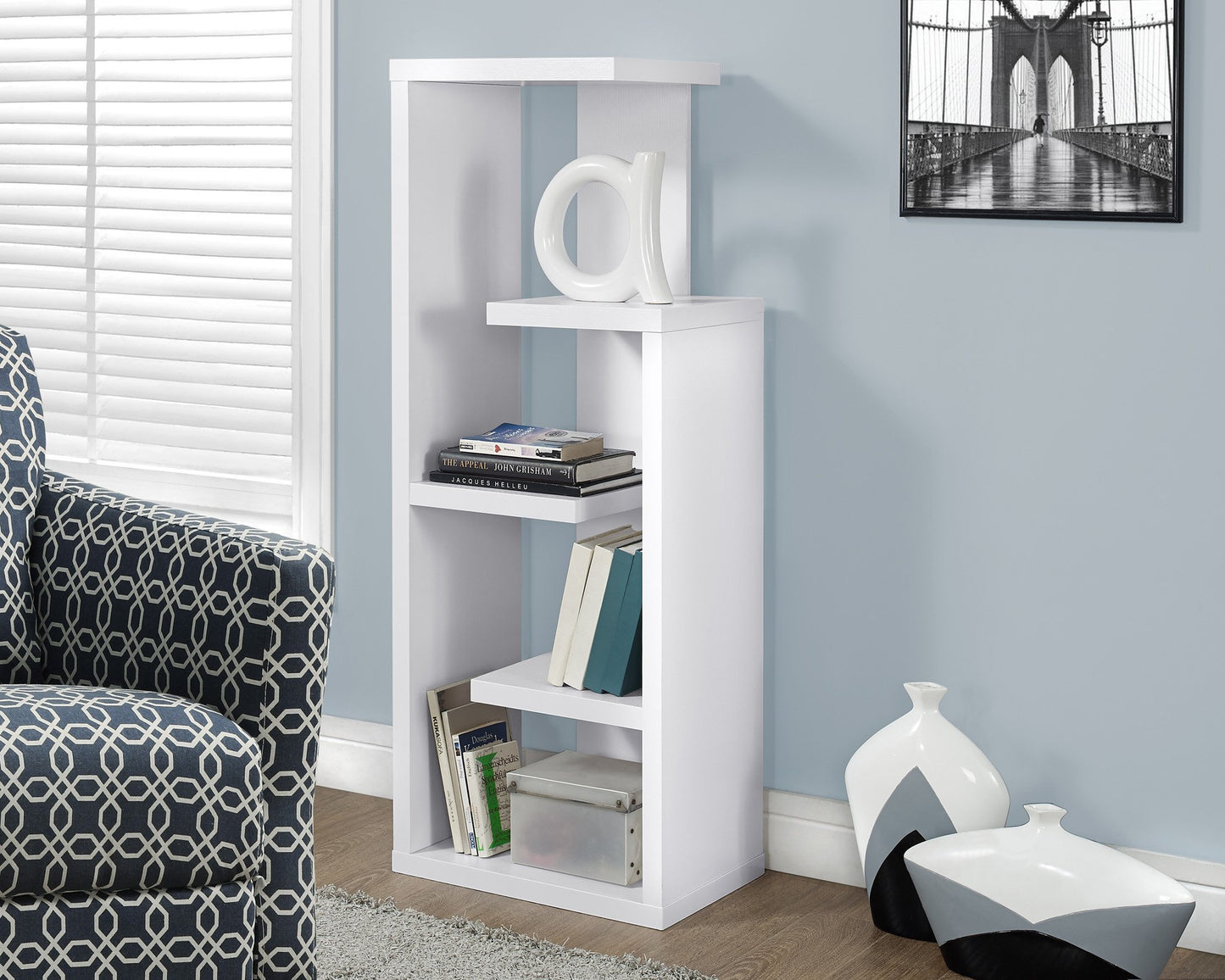 48"H WHITE ACCENT DISPLAY UNIT BOOKCASE