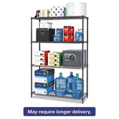 Alera® BA Plus Wire Shelving Starter Kit, 4-Shelf, 48 x 18 x 72, Black Anthracite+