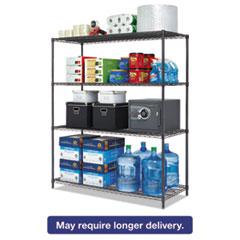 Alera® All-Purpose Wire Shelving Starter Kit, 4-Shelf, 60 x 24 x 72, Black Anthracite+