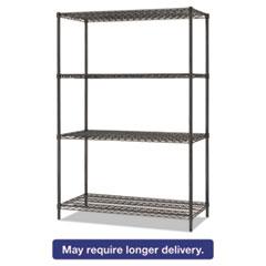 Alera® All-Purpose Wire Shelving Starter Kit, 4-Shelf, 48 x 24 x 72, Black Anthracite+