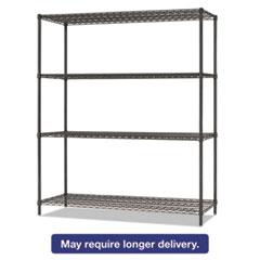 Alera® All-Purpose Wire Shelving Starter Kit, 4-Shelf, 60 x 18 x 72, Black Anthracite+