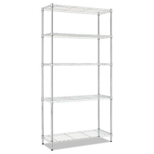 Alera® Residential Wire Shelving, Five-Shelf, 36w x 14d x 72h, Silver