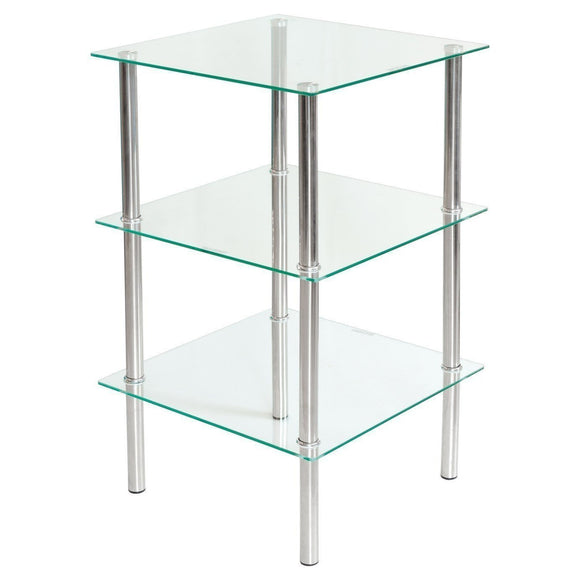 3 Tier Chrome and Glass Side Table