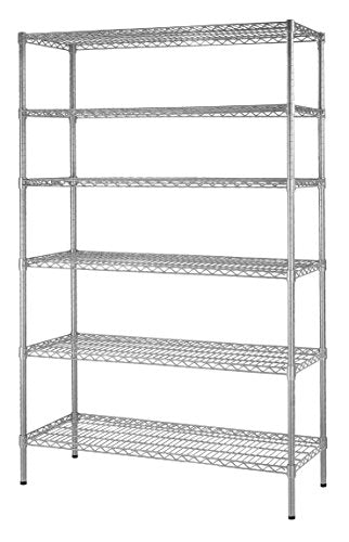 Muscle Rack WS481872-Z Steel Shelving Unit, 6 Shelf, 48" Width, 72" Height, 18" Depth, Zinc