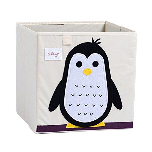 DODYMPS Foldable Animal Canvas Storage Toy Box/Bin/Cube/Chest/Basket/Organizer For Kids, 13 inch (Penguin)