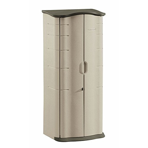 Rubbermaid FG374901OLVSS Vertical Storage Shed, Small, Beige