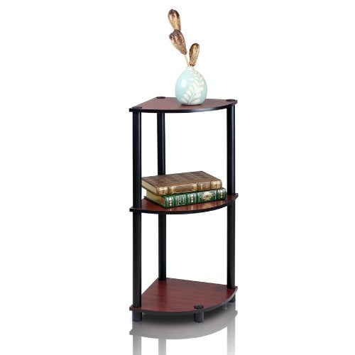 Furinno 12077DC/BK Turn-n-Tube Multipurpose 3-Tier Corner Shelf, Dark Cherry/Black