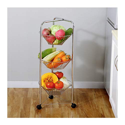 Yxx max Storage Organiser Household Storage Rack Multi-Layer Movable Shelf Fruit and Vegetable Rack European Belt with Wheel Trolley