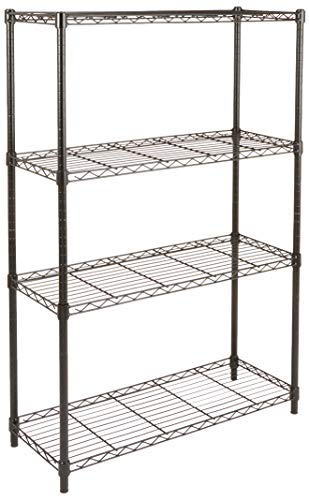 AmazonBasics 4-Shelf Shelving Storage Unit, Metal Organizer Wire Rack, Black
