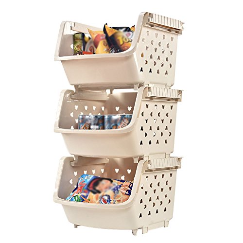 Baiyun flyin Storage Towers 3 Layers Plastic Kitchen Racks Fruit And Vegetable Storage Baskets Bathroom Clothing Organizer Bookshelf Removable Assembly 3 Colors Optional Size 33.53671cm