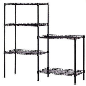 Detailorpin Changeable Assembly Floor Standing Carbon Steel Storage Rack Multipurpose Shelf Display Rack for Kitchen Garage Bedroom Storage Display Shelves（US Stock） (Black)