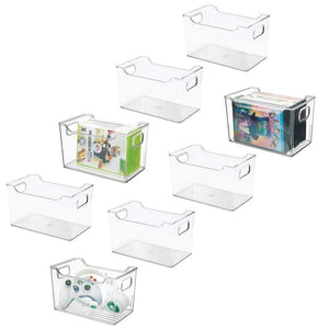 mDesign Plastic Storage Organizer, Holder Bin Box with Handles - for Cube Furniture Shelving Organization for Closet, Kid's Bedroom, Bathroom, Home Office - 10" x 6" x 6" High, 8 Pack - Clear