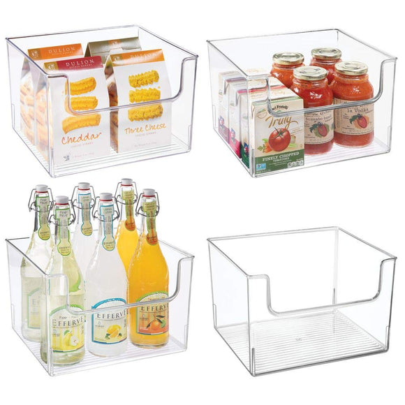 mDesign Plastic Open Front Food Storage Bin for Kitchen Cabinet, Pantry, Shelf, Fridge/Freezer - Organizer for Fruit, Potatoes, Onions, Drinks, Snacks, Pasta - 12