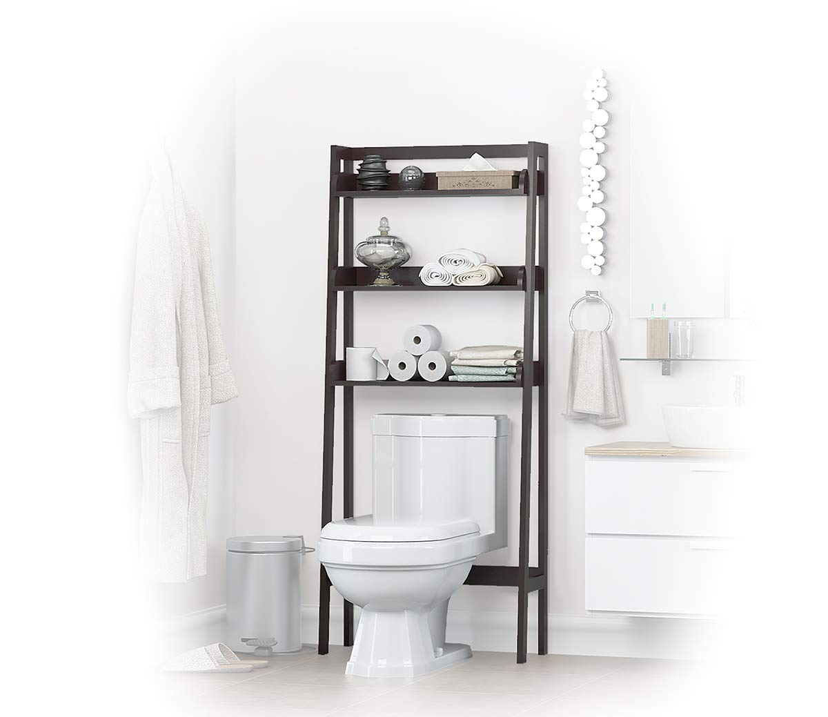 UTEX 3-Shelf Bathroom Organizer Over The Toilet, Bathroom Spacesaver (Espresso)