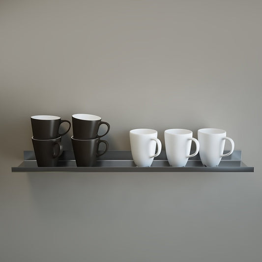 OVER THE RANGE Shelf, Floating/ Reversible Ledge, Spice Rack, Mug Display 30" long (5" deep, Stainless Steel)