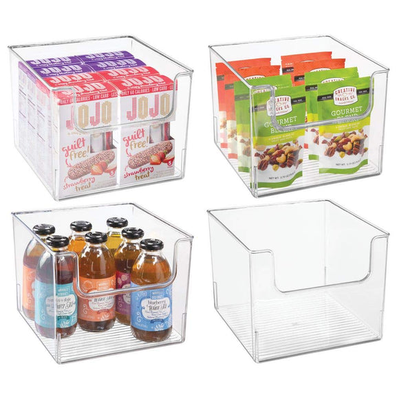 mDesign Plastic Open Front Food Storage Bin for Kitchen Cabinet, Pantry, Shelf, Fridge/Freezer - Organizer for Fruit, Potatoes, Onions, Drinks, Snacks, Pasta - 10