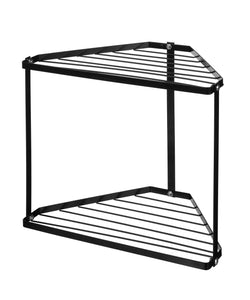 NEUN WELTEN 2 Tier Corner Storage Shelf Free Standing Kitchen Counter Organizer 12.8" x 8.8" x 11.8" (Black)