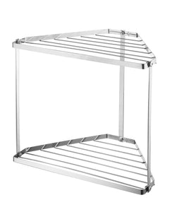 NEUN WELTEN 2 Tier Corner Storage Shelf Free Standing Kitchen Counter Organizer 12.8" x 8.8" x 11.8" (Chrome)