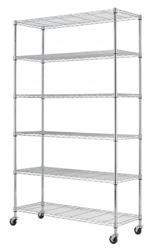 Home-it 6 Shelf Commercial Adjustable Steel shelving systems On wheels wire shelves, shelving unit or garage shelving, storage racks