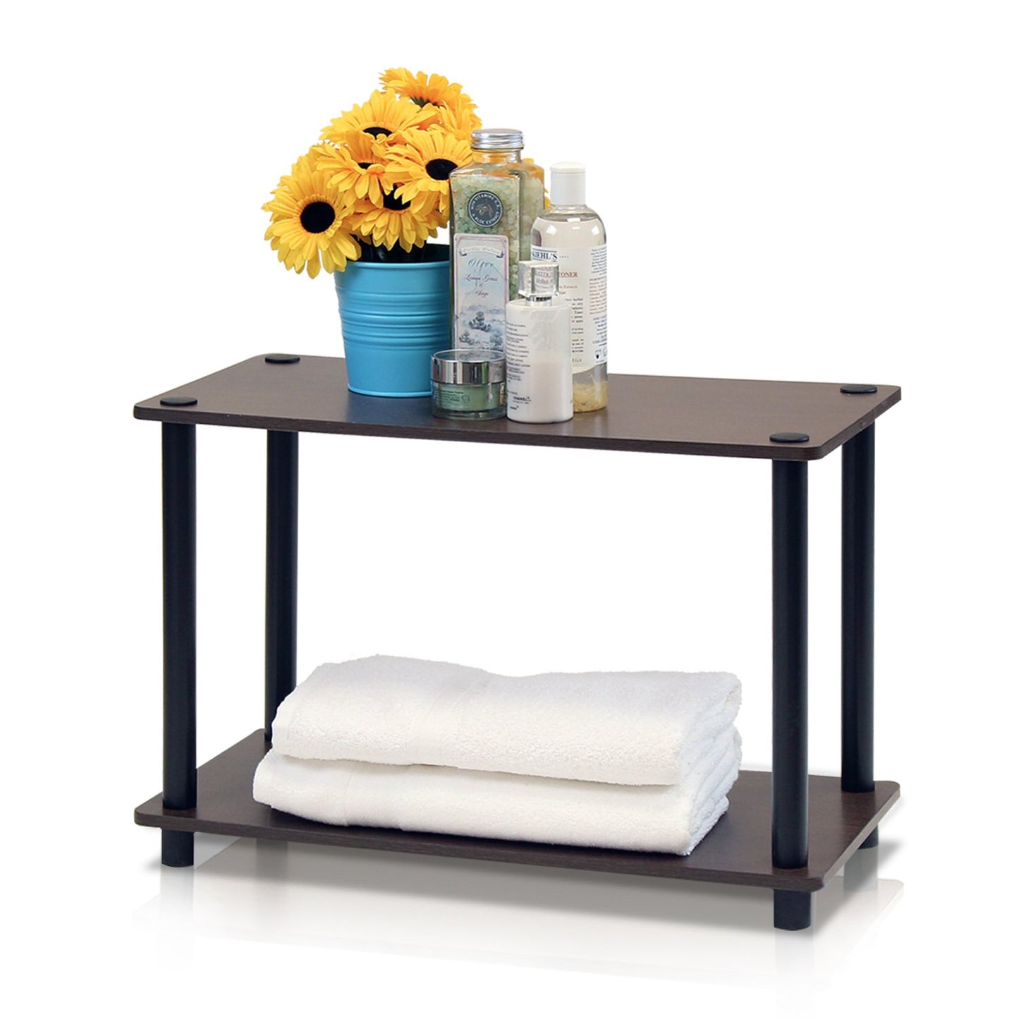 Furinno 2-Tier Shelf/End Table 11250DBR/BK