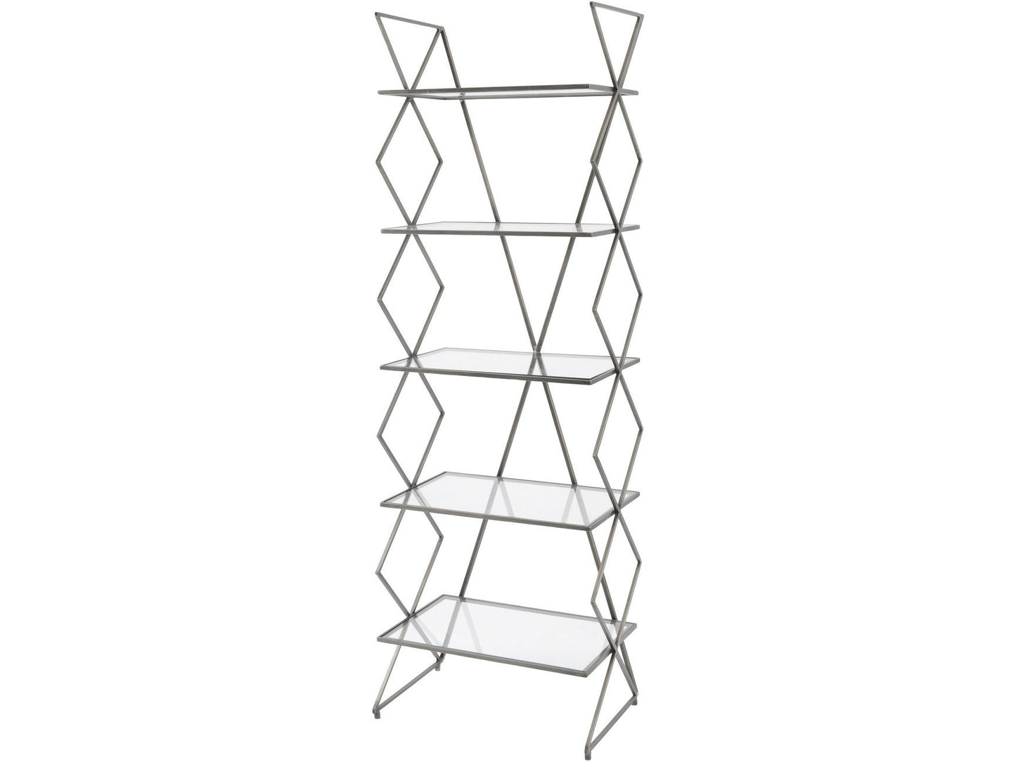 Bossa Five Tier Antique Silver Cross Frame Iron Shelving Unit